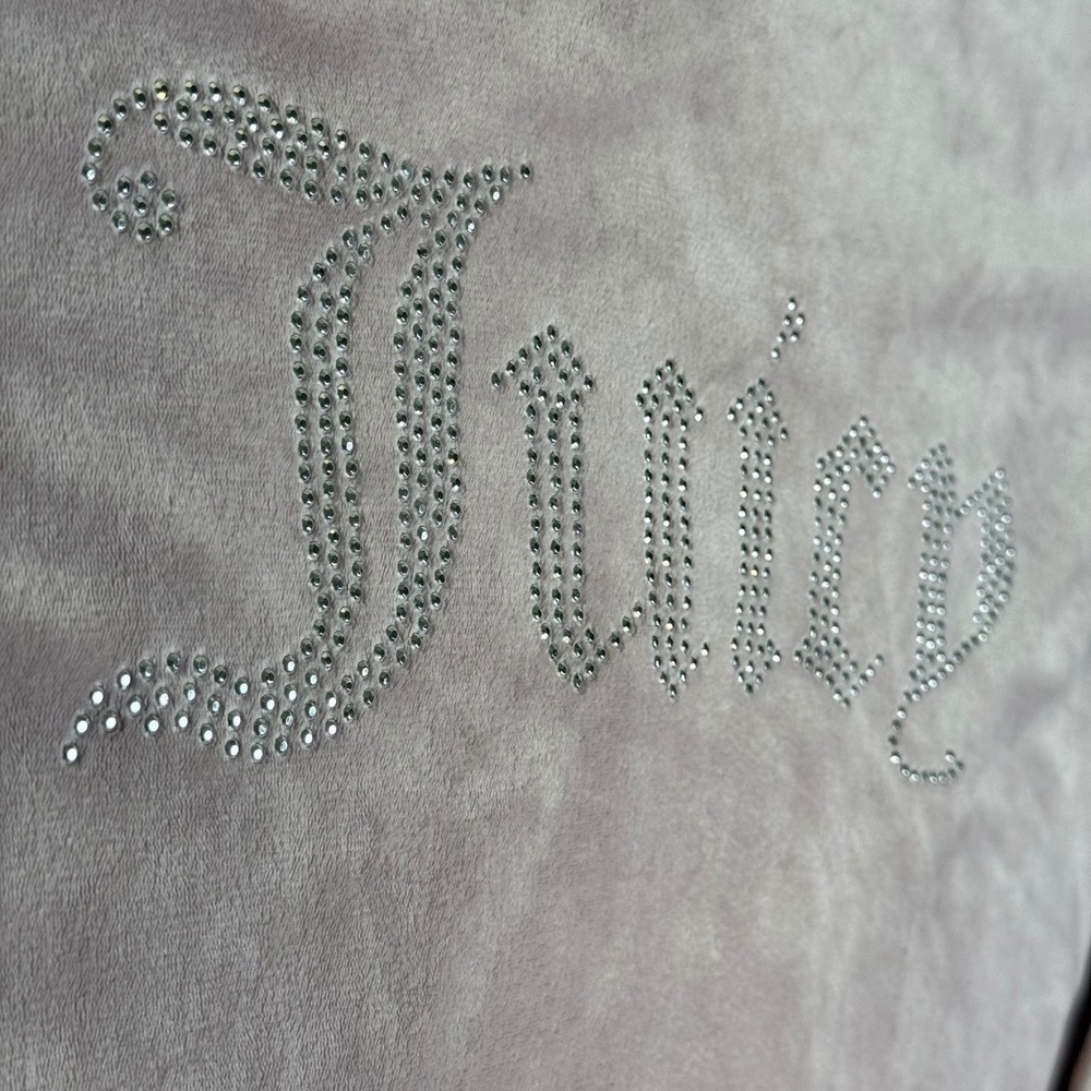 Juicy Couture Velour Pullover Sweater Pink Rhinestone Logo Crewneck Size M Y2K - Picture 14 of 16